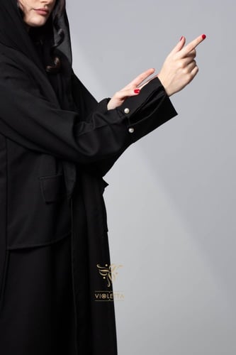 عباية سوداء بياقة رسمية مميز-Z6061