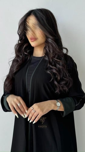 عباية سوداء يومية بقماش ألف ليلة وليلة طرف زيتي- Z...