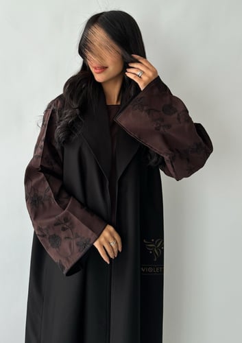 عباية سوداء رسمية يومية بفستان داخلي متصل بني Z613...