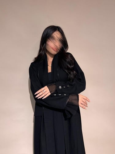 عباية بأكمام من الشيفون - z6009