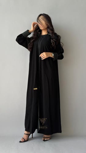 عباية سوداء يومية بقماش ألف ليلة وليلة طرف زيتي- Z...