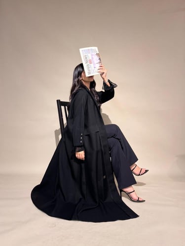 عباية بأكمام من الشيفون - z6009