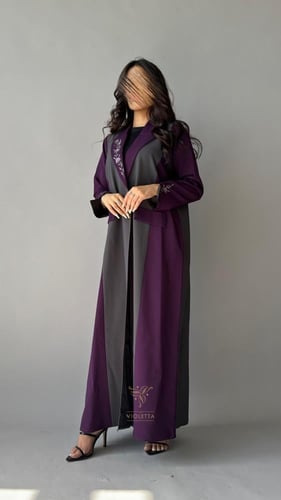 عباية بليزر رسمية عملية بلون الخزامى والرماديZ6147