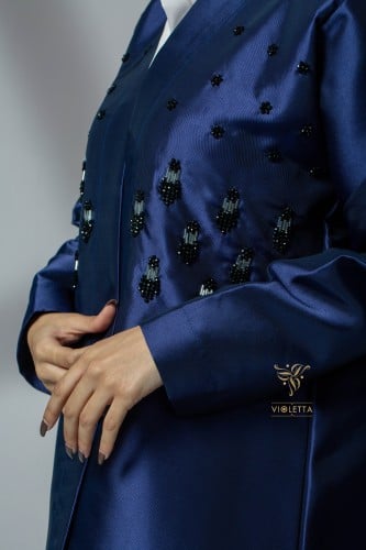 عباية كحلية بتطريز خرزي Z6078