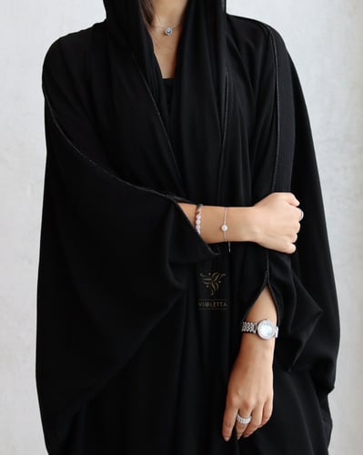 عباية بشت سوداء بشك كريستالي z6019