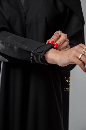 عباية سوداء رسمية بقماش مني ميت- 6050
