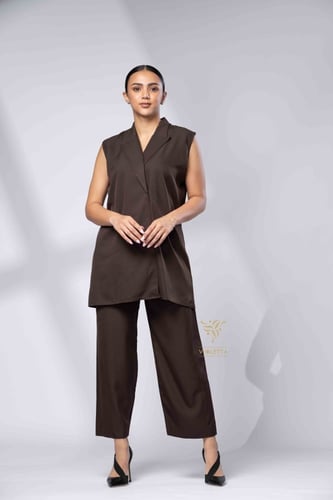 طقم قطعتين بني بقصة رسميةZ9026