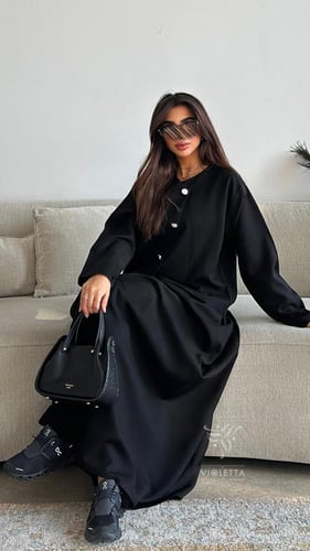 عباية التنورة سوداء بقماش ليمار 6177