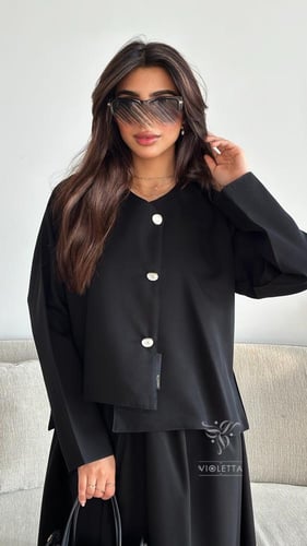 عباية التنورة سوداء بقماش ليمار 6177