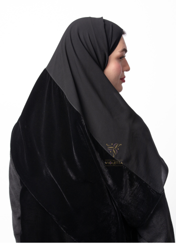 طرحة سوداء مكس من المخمل والشيفون 7071