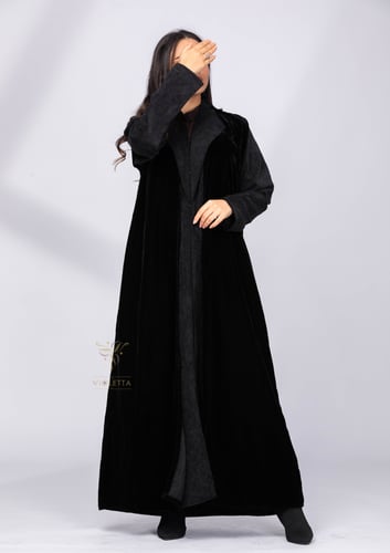 عباية شتوية سوداء بقطعتين Z6101