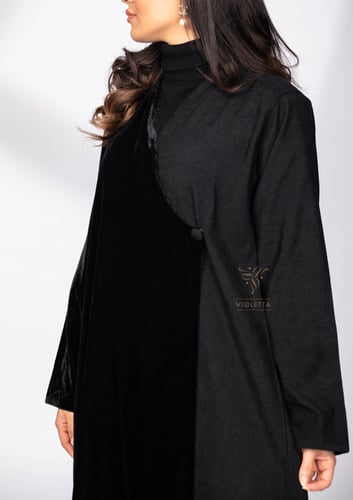 عباية سوداء بنوعين قماش z6087