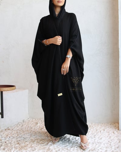 عباية بشت سوداء بشك كريستالي z6019
