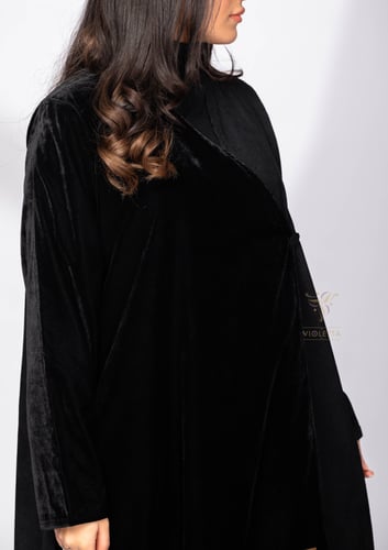 عباية سوداء بنوعين قماش z6087