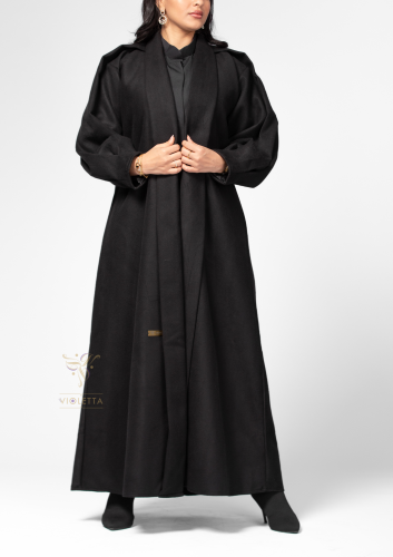 عباية شتوية سوداء بقصة فكتورية Z6093