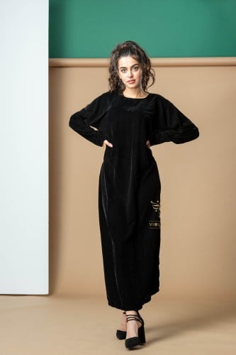 فستان مخملي تحت العباية شتوي -Z470