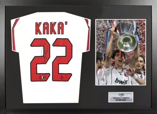 FRAMED RICARDO KAKA HAND SIGNED AC MILAN JERSEY