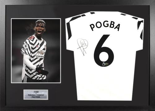 FRAMED PAUL POGBA HAND SIGNED MAN UTD JERSEY