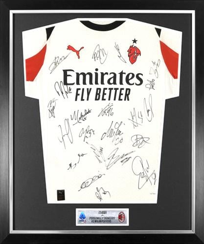 FRAMED AC MILAN JERSEY HAND SIGNED BY ALL PLAYERS
