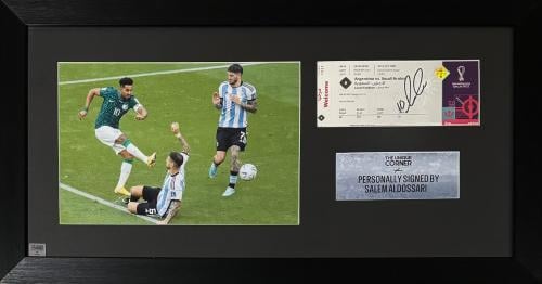 FRAMED SAUDI ARABIA VS ARGENTINA MATCH TICKET HAND...