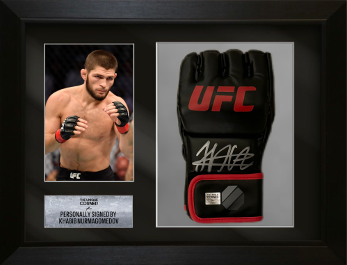 FRAMED KHABIB NURMAGOMEDOV HAND SIGNED UFC GLOVE
