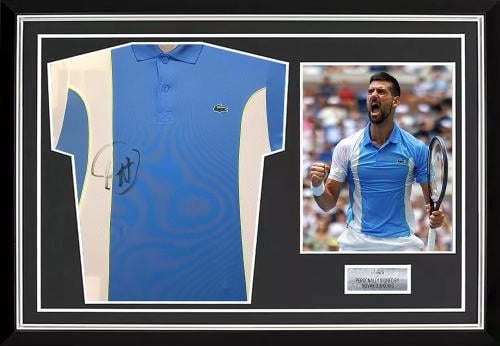 FRAMED NOVAK DJOKOVIĆ HAND SIGNED LACOSTE DJOKO JE...