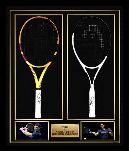 FRAMED RAFAEL NADAL & NOVAK DJOKOVIC SIGNED TENNIS...