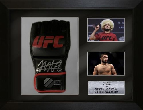 FRAMED KHABIB NURMAGOMEDOV HAND SIGNED UFC GLOVE