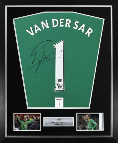 FRAMED VAN DER SAR HAND SIGNED MAN UTD GK JERSEY