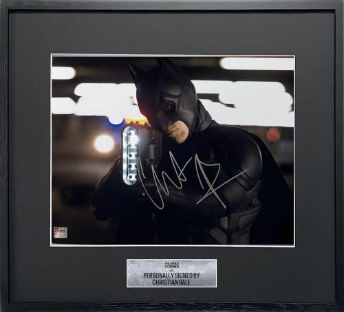 FRAMED CHRISTIAN BALE HAND SIGNED BATMAN PHOTOGRAP...