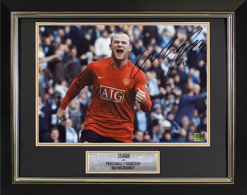 FRAMED WAYNE ROONEY HAND SIGNED PHOTOGRAPH