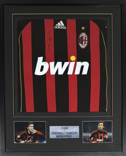 FRAMED ANDREA PIRLO HAND SIGNED AC MILAN JERSEY