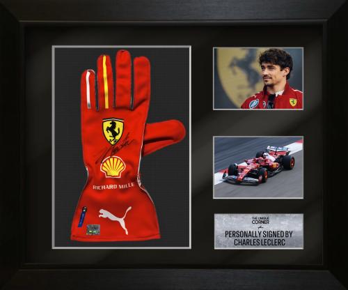 FRAMED CHARLES LECLERC HAND SIGNED F1 GLOVE