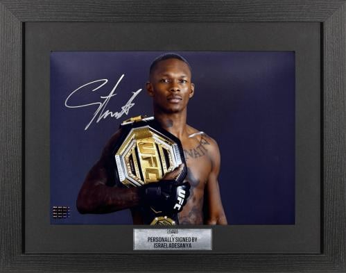 FRAMED ISRAEL ADESANYA HAND SIGNED PHOTOGRAPH