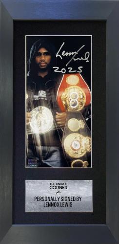 FRAMED LENNOX LEWIS HAND SIGNED PHOTOGRAPH