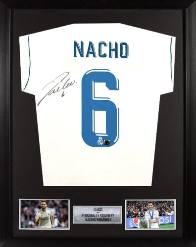 FRAMED NACHO HAND SIGNED REAL MADRID JERSEY