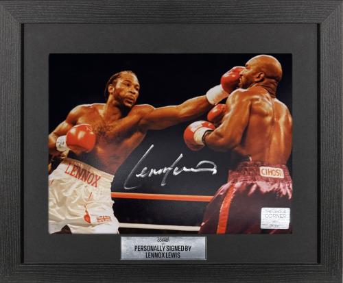 FRAMED LENNOX LEWIS HAND SIGNED PHOTOGRAPH