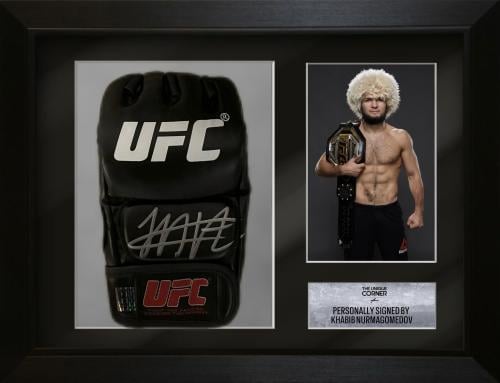FRAMED KHABIB NURMAGOMEDOV HAND SIGNED UFC GLOVE