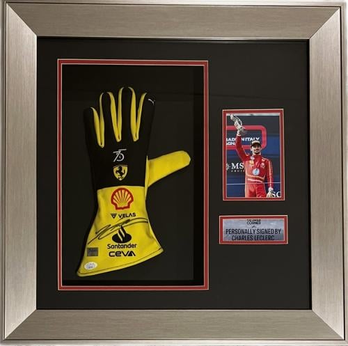 FRAMED CHARLES LECLERC HAND SIGNED GLOVE