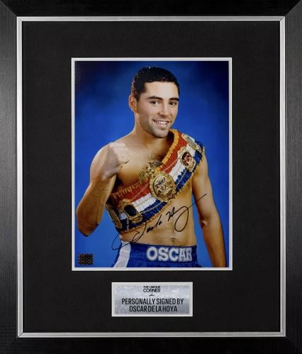 FRAMED OSCAR DE LA HOYA “THE GOLDEN BOY” SIGNED PH...