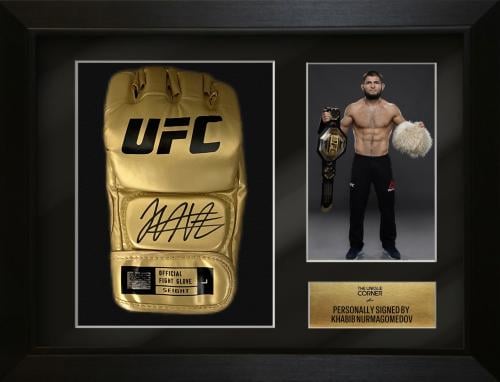 FRAMED KHABIB NURMAGOMEDOV HAND SIGNED UFC GLOVE