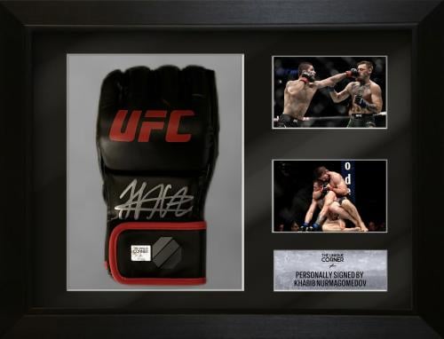 FRAMED KHABIB NURMAGOMEDOV HAND SIGNED UFC GLOVE