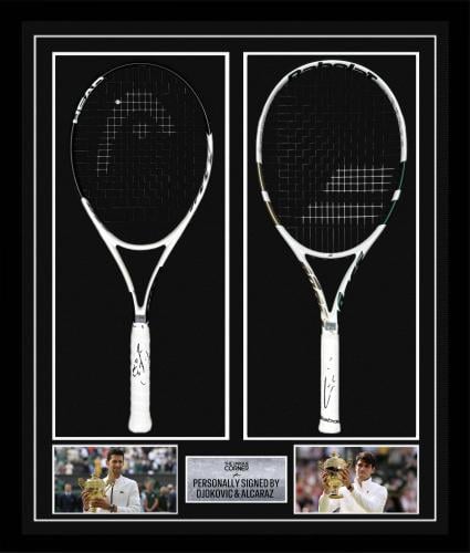FRAMED DJOKOVIC & ALCARAZ HAND SIGNED RACKETS