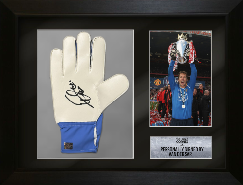 FRAMED EDWIN VAN DER SARR HAND SIGNED GLOVE