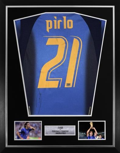 FRAMED ANDREA PIRLO HAND SIGNED ITALY JERSEY
