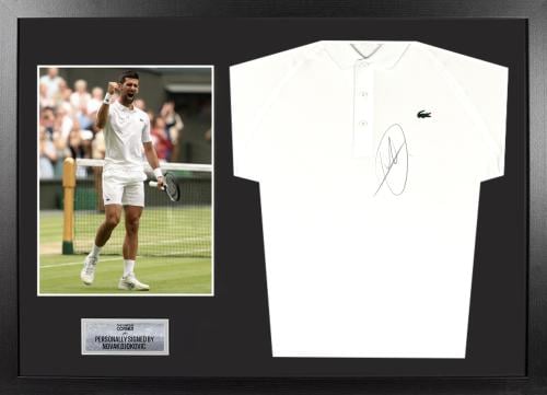 FRAMED NOVAK DJOKOVIC HAND SIGNED DJOKO LACOSTE SH...
