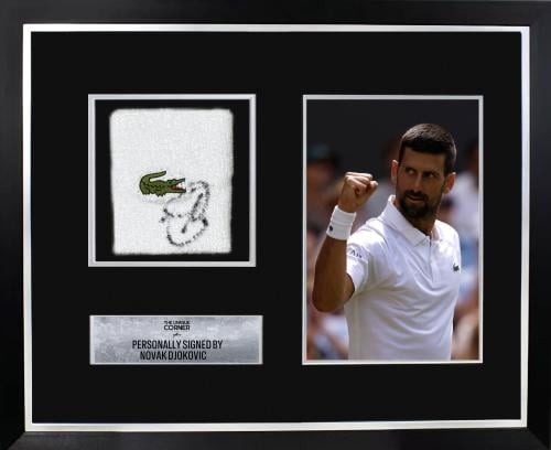 FRAMED NOVAK DJOKOVIC HAND SIGNED LACOSTE WRISTBAN...