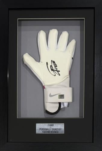 FRAMED YASSINE BONO HAND SIGNED GLOVE