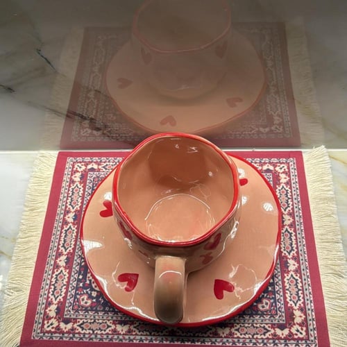 كوب سيراميك مع صحن بنكي