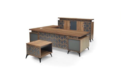 طقم مكتبي مكون من - مكتب - دولاب - طاولة خدمة -طقم...